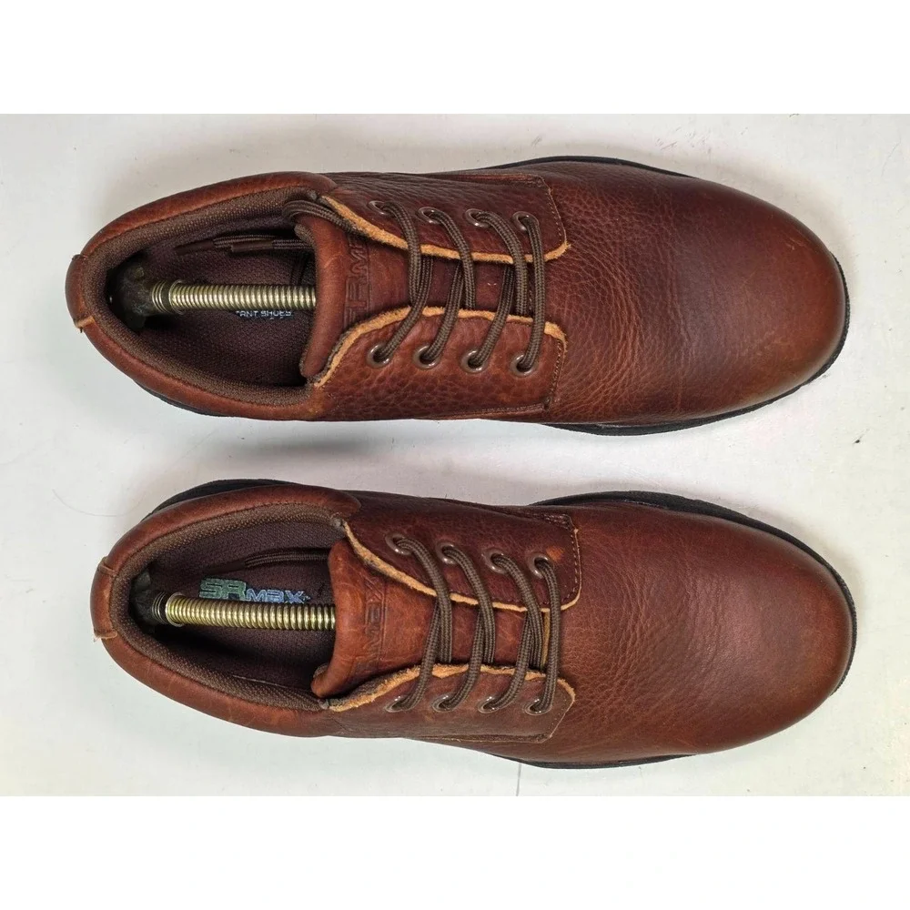 SR Max Work Shoes Men's Size 8 M Brown Leather Slip Resistant Lace Up Steel Toe
